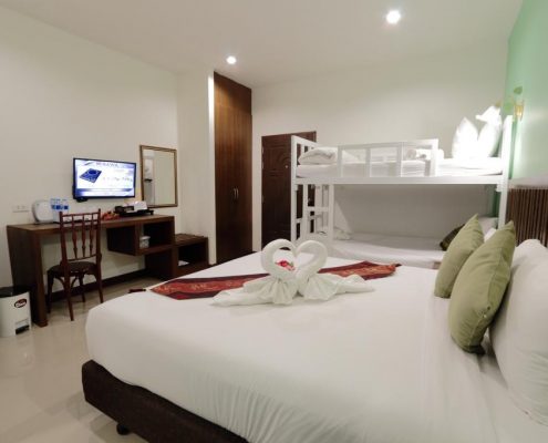 family room with balcony